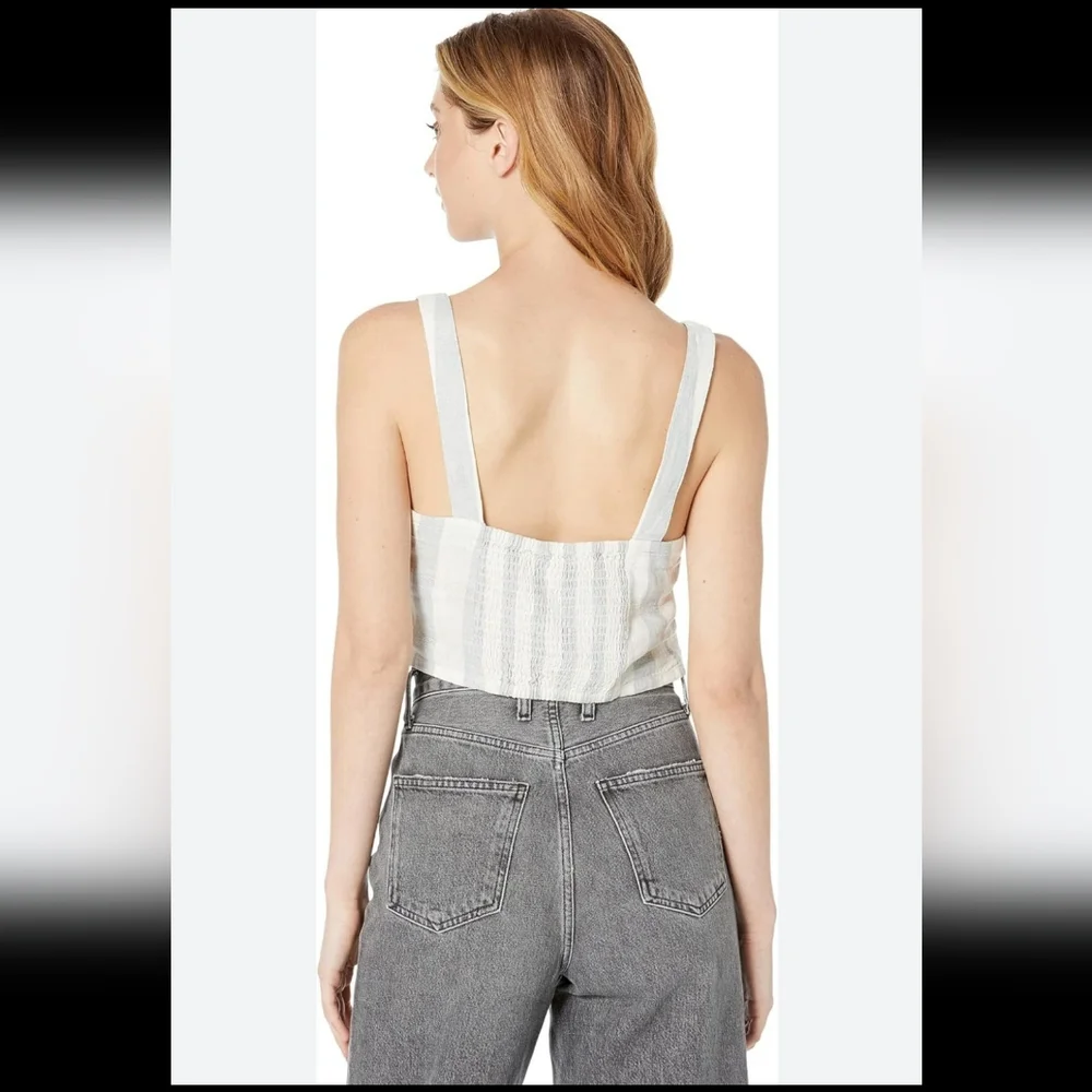 Madewell Linen Blend‎ Abbie Crop Top in Stripe NWOT Size XLarge